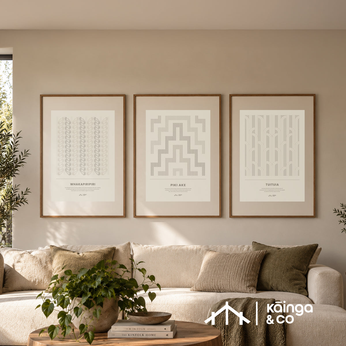 Tūāpapa Prints - Kapua Grey | Digital 3 Piece Art Set